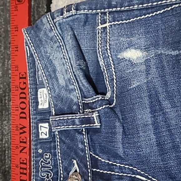 MISS ME DESTRUCTION PATCHWORK MID-RISE SKINNY DENIM JEAN - Picture 2 of 12